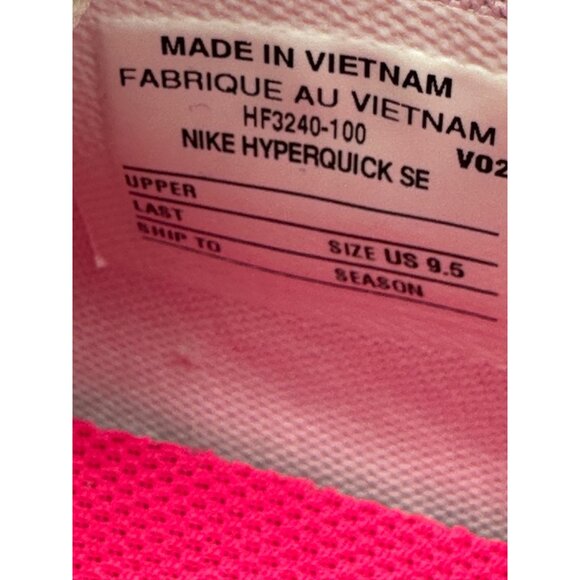 Men's Size 9.5= Women Size 11 Nike Hyperquick SE White Pink Foam Violet Mist - Picture 10 of 10